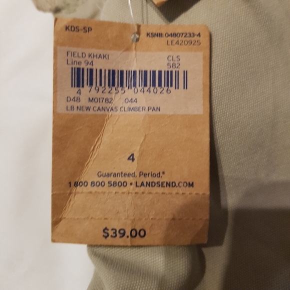 Lands' End boys size 4 canvas climber pants khaki lots of pockets, NEW - Picture 2 of 5
